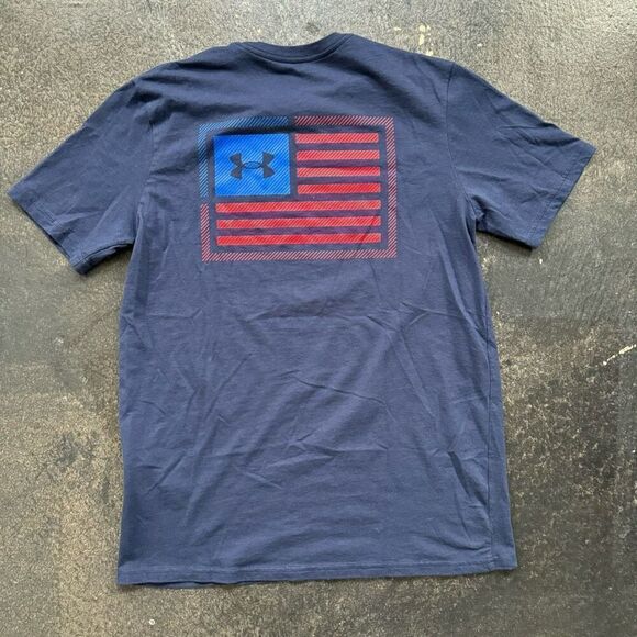 Under Armour Blue Freedom T-Shirt Short Sleeve Loose Fit Men’s Size Medium - Picture 6 of 13